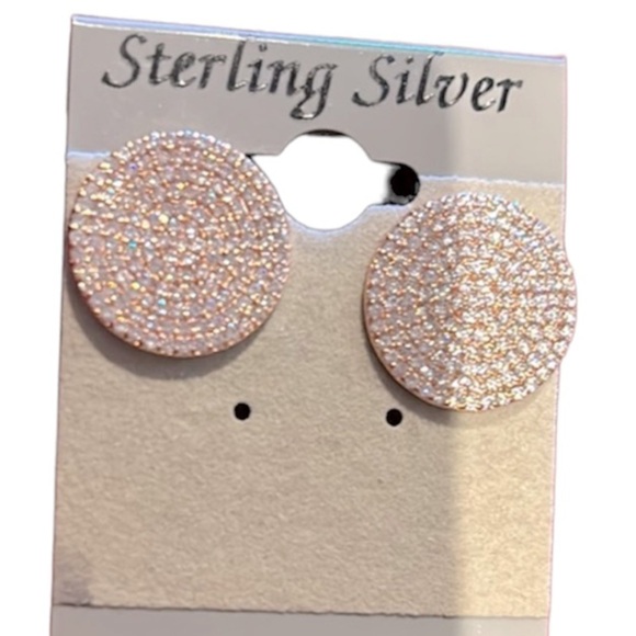 Vintage Luxury style bling stud Sterling Silver earrings New - Picture 11 of 11